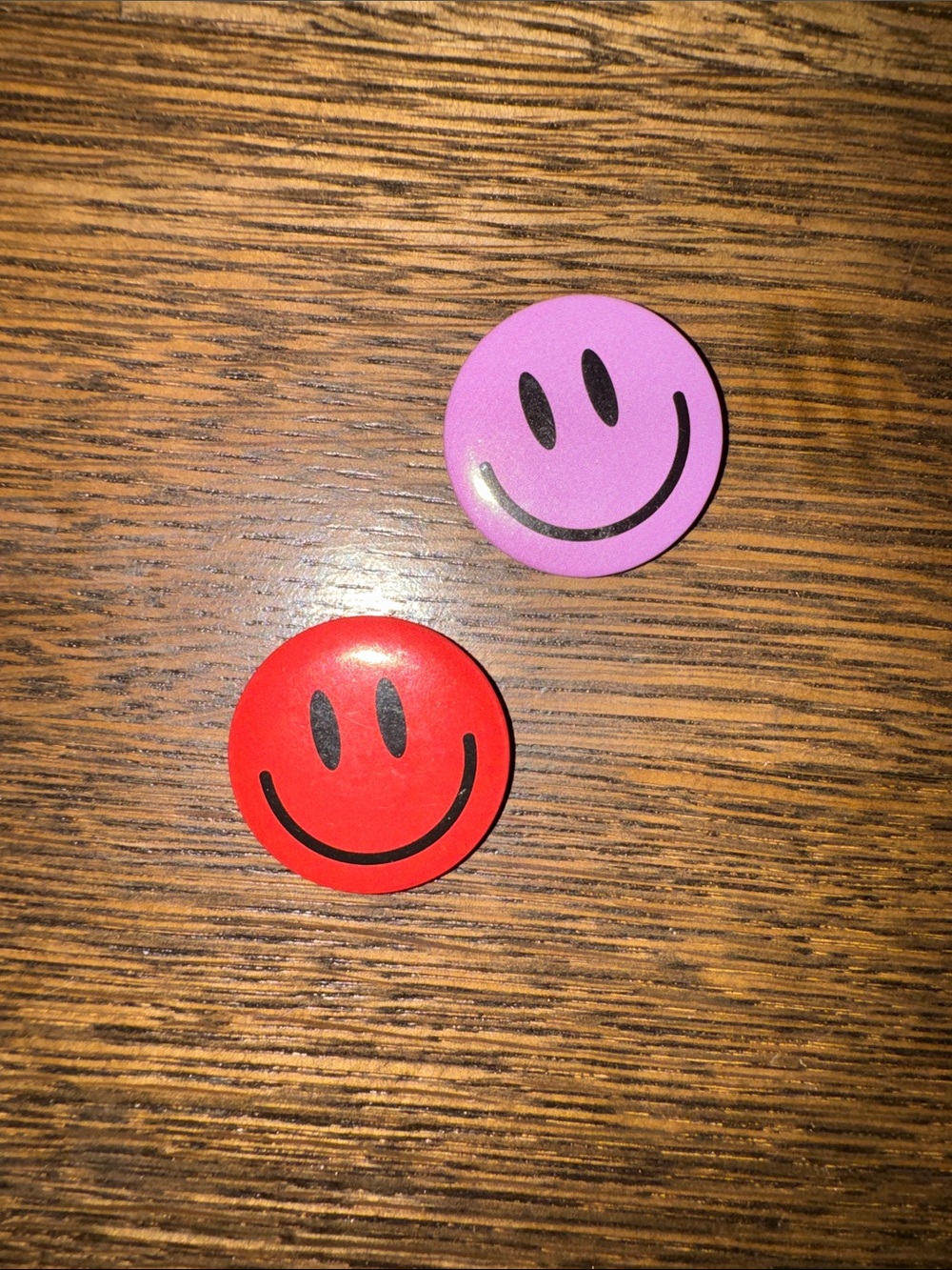Smile Face Pin Buttons - Red and Purple
